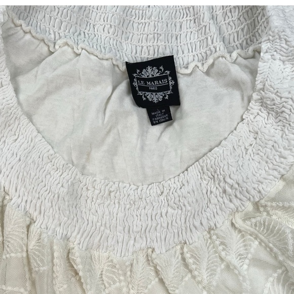 Le Marais Paris Women’s Silk White Lace Long Sleeve Blouse In Size L - Picture 4 of 4